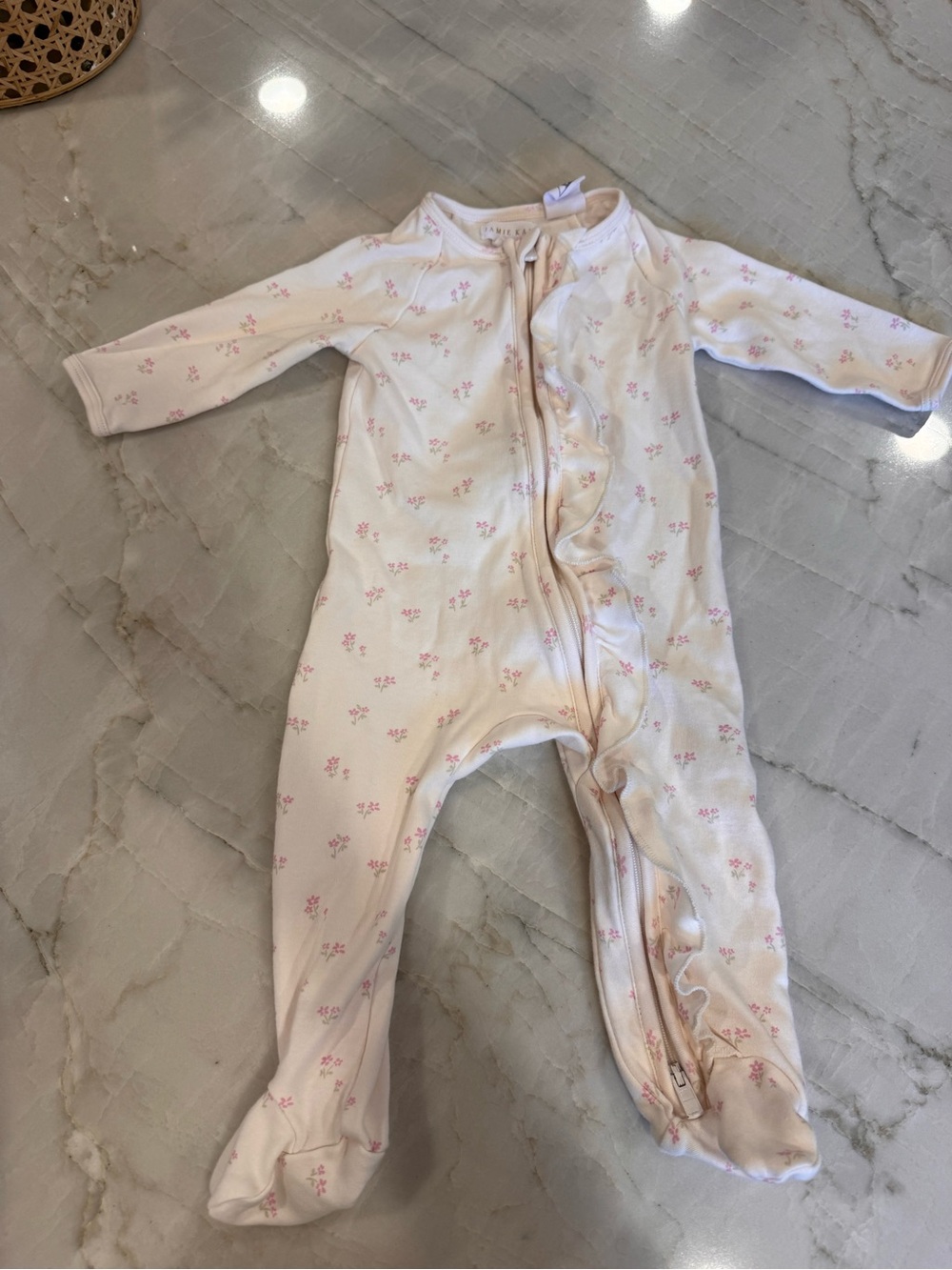NWOT Jamie Kay Pink Floral Baby One-Piece Footed Sleeper